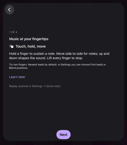 Wiggle Quick start introduction in the native iPad app